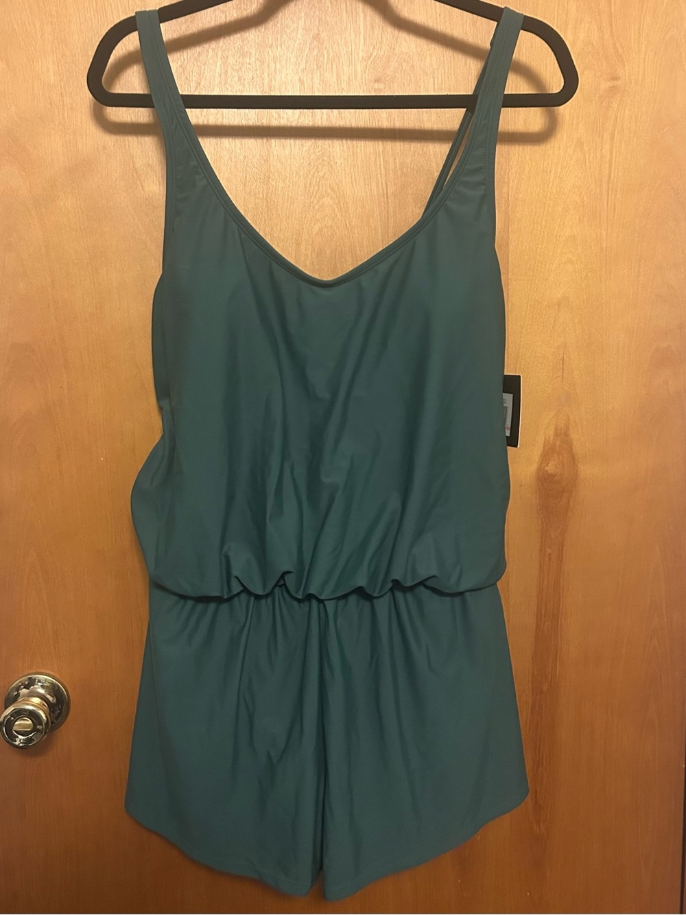 NWT Ellen Tracy Dark Sage Green Romper Swimsuit one piece Size 10